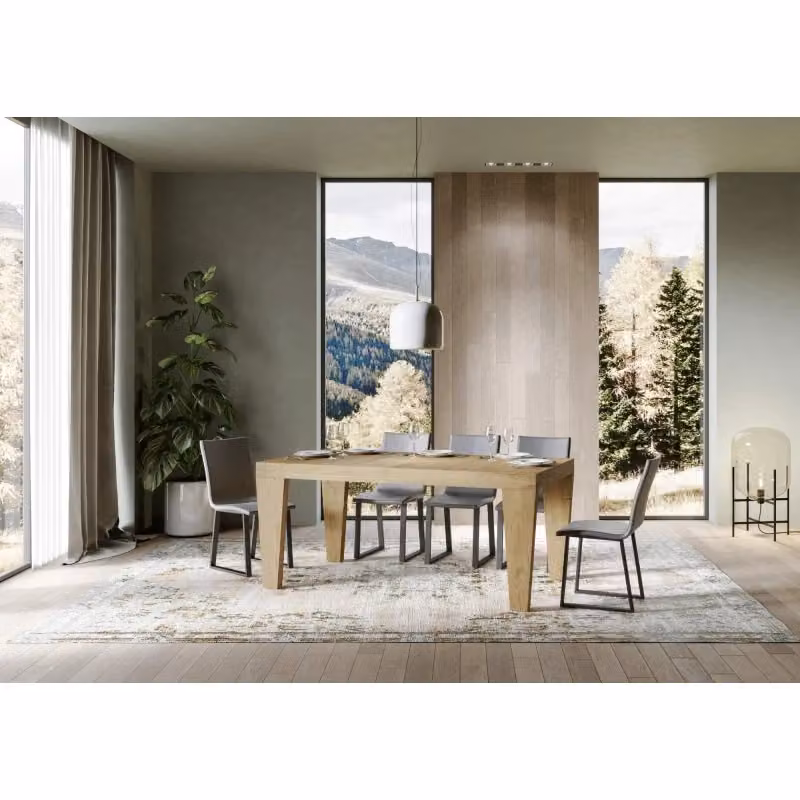 Tavolo allungabile moderno ITAMOBY Spimbo in finitura quercia e marrone, L: 200-304 cm, P: 90 cm, H: 77 cm – 2