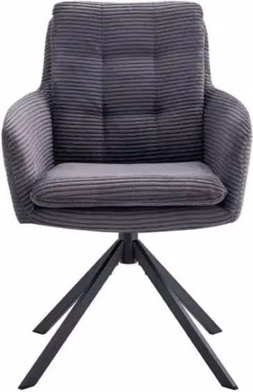Set di 2 poltrone KAVIRA – Velluto a coste grigio – Piedi in metallo – Con braccioli – Design accogliente ed elegante