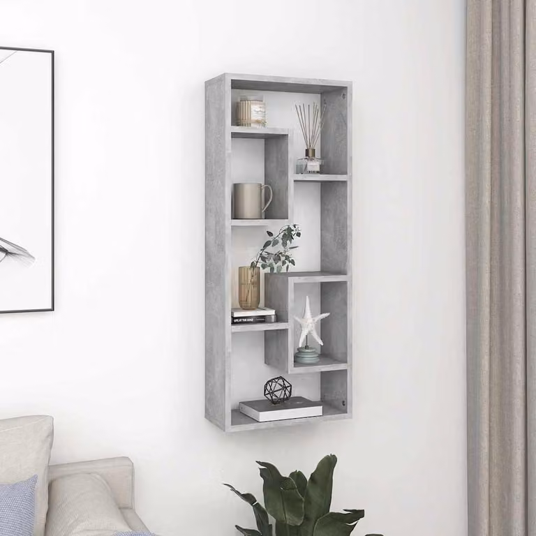 Scaffale a Parete Moderno vidaXL in Legno e MDF Grigio L: 36 cm, P: 16 cm, H: 90 cm