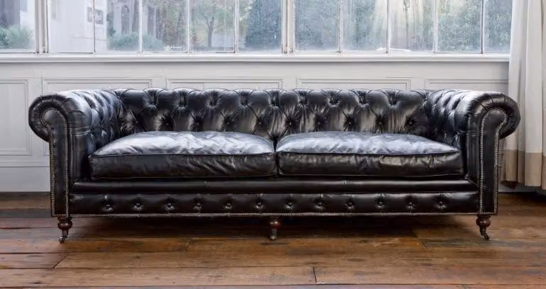 Chesterfield Design Luxus Polster Sofa Couch Sitz Garnitur Leder Vintage 123
