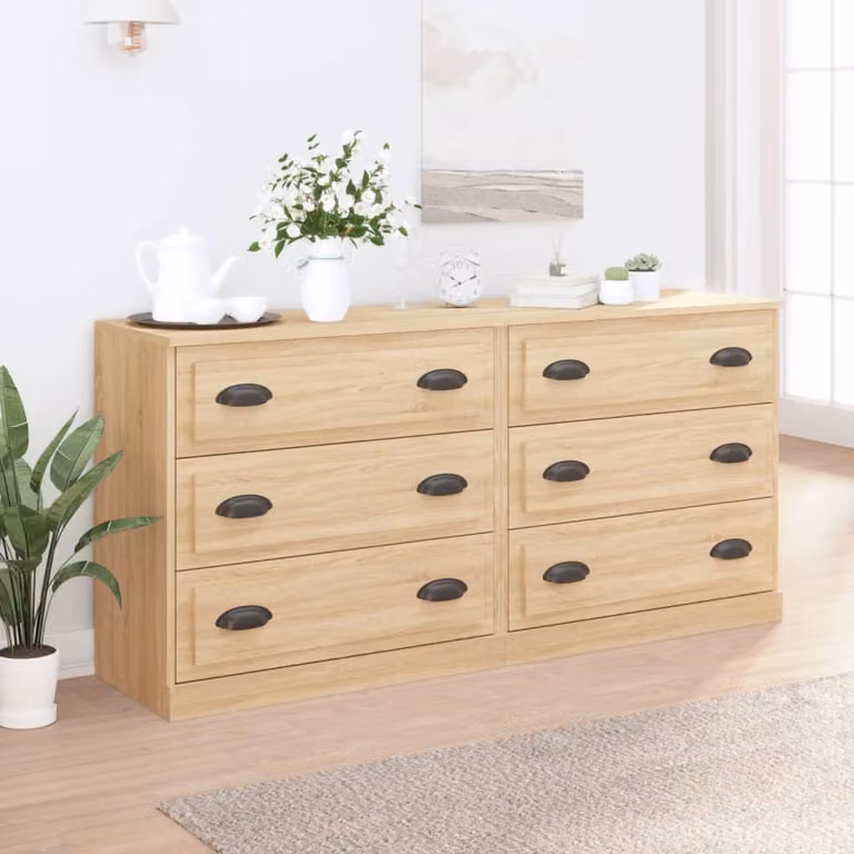 Set di 2 credenze vidaXL in legno multistrato color rovere sonoma beige e marrone, sospese a parete