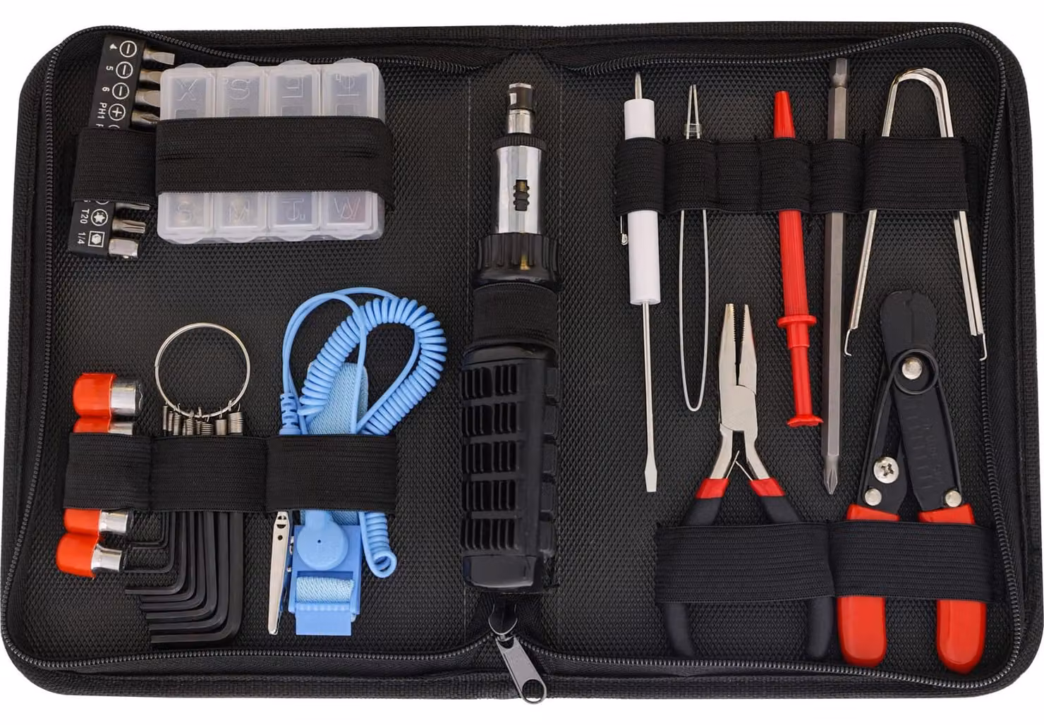 Set di 34 utensili per computer ed elettronica, metallo, colore nero