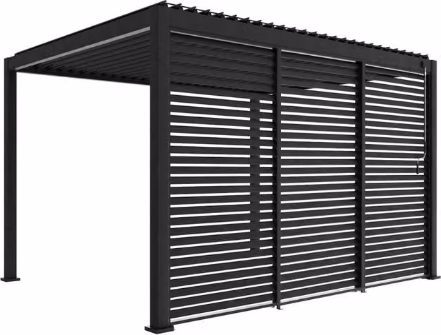 Pergola bioclimatica Sweeek in alluminio con 3 persiane da 1.3 m, colore antracite, L/P/H: 400 x 300 x 250 cm