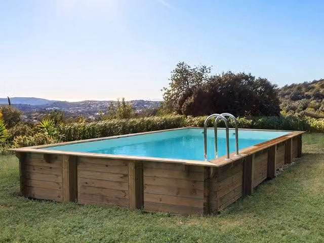 Kit piscina rettangolare in legno Kolanta marrone con filtro, pompa e scala L: 10,20 m, P: 5,20 m, H: 1,44 m