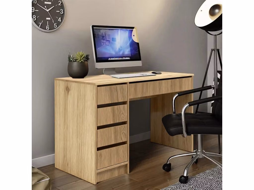 Scrivania moderna Ada in legno marrone L: 120 cm, P: 75 cm, H: 55 cm – 2