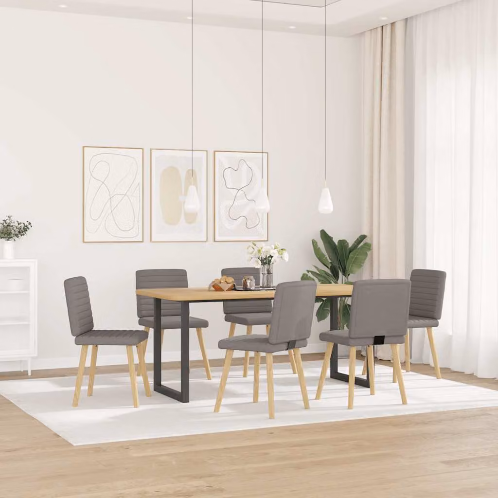 Set di 6 sedie da pranzo vidaXL in tessuto grigio talpa con struttura in legno e metallo