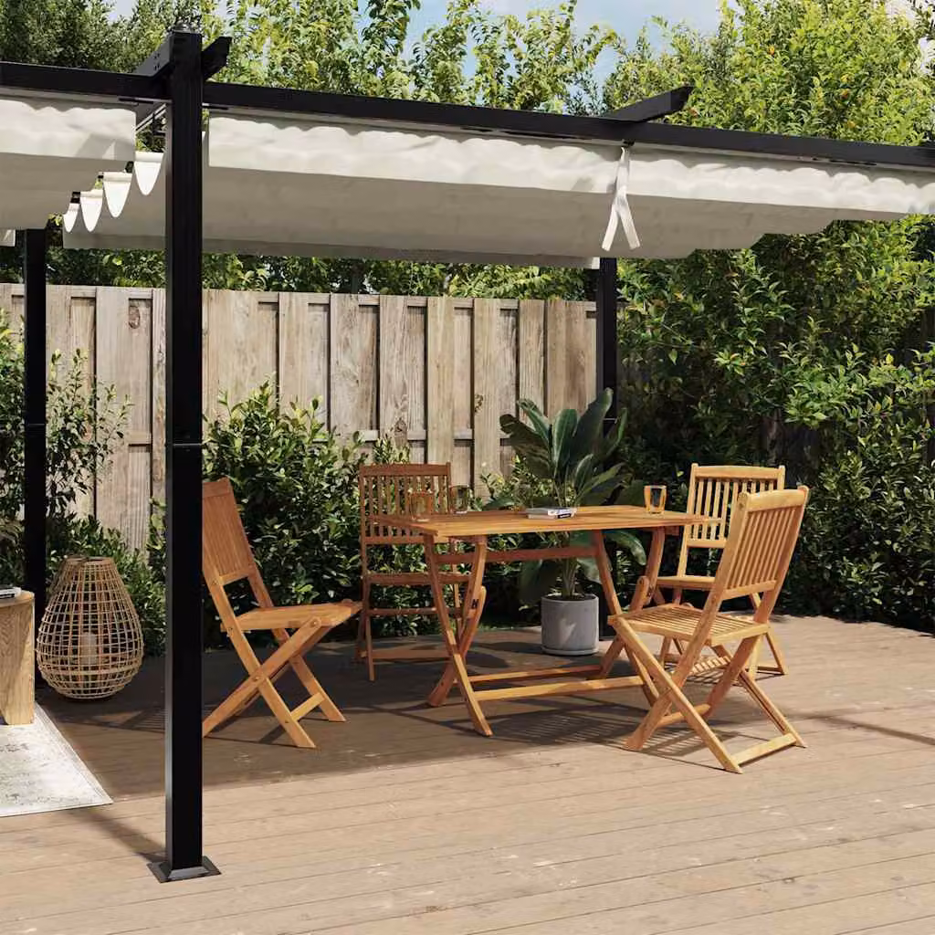 vidaXL Gazebo da Giardino Moderno con Tetto Retrattile in Alluminio e Poliestere, Colore Beige, L 600 x P 300 x H 220 cm – 1