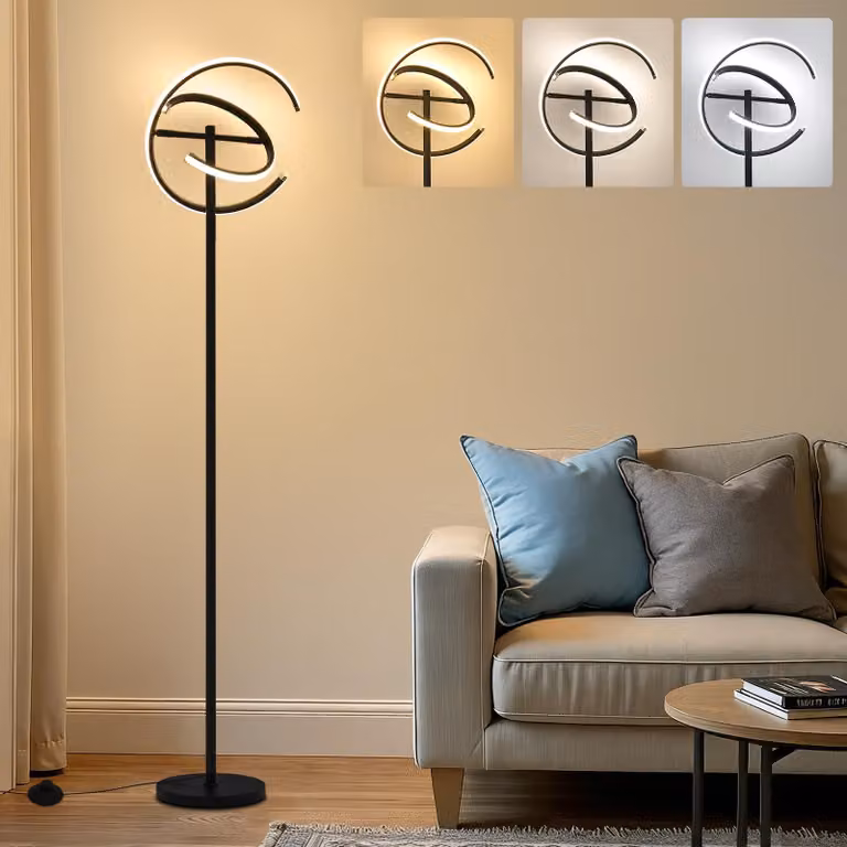 Lampada da terra con dimmer a regolazione continua, temperatura di colore da 3000K a 6500K, telecomando e interruttore a pedale