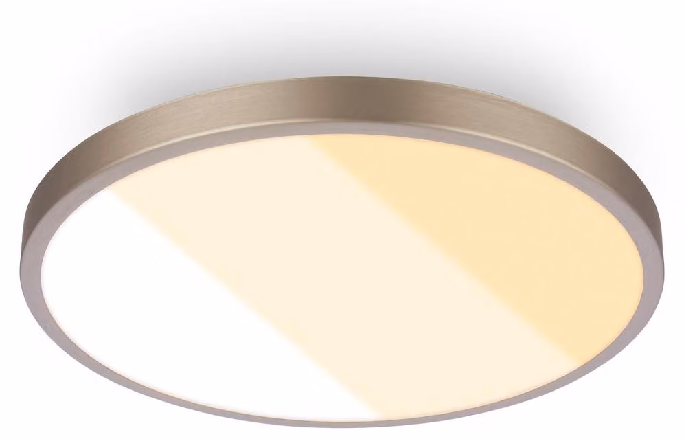 Briloner Plafoniera LED IP44 Ø24x6 cm rotondo 18 W 2000 lm 2700K-4000K da bianco caldo a bianco neutro nichel opaco - Lampada da soffitto per bagno cucina soggiorno