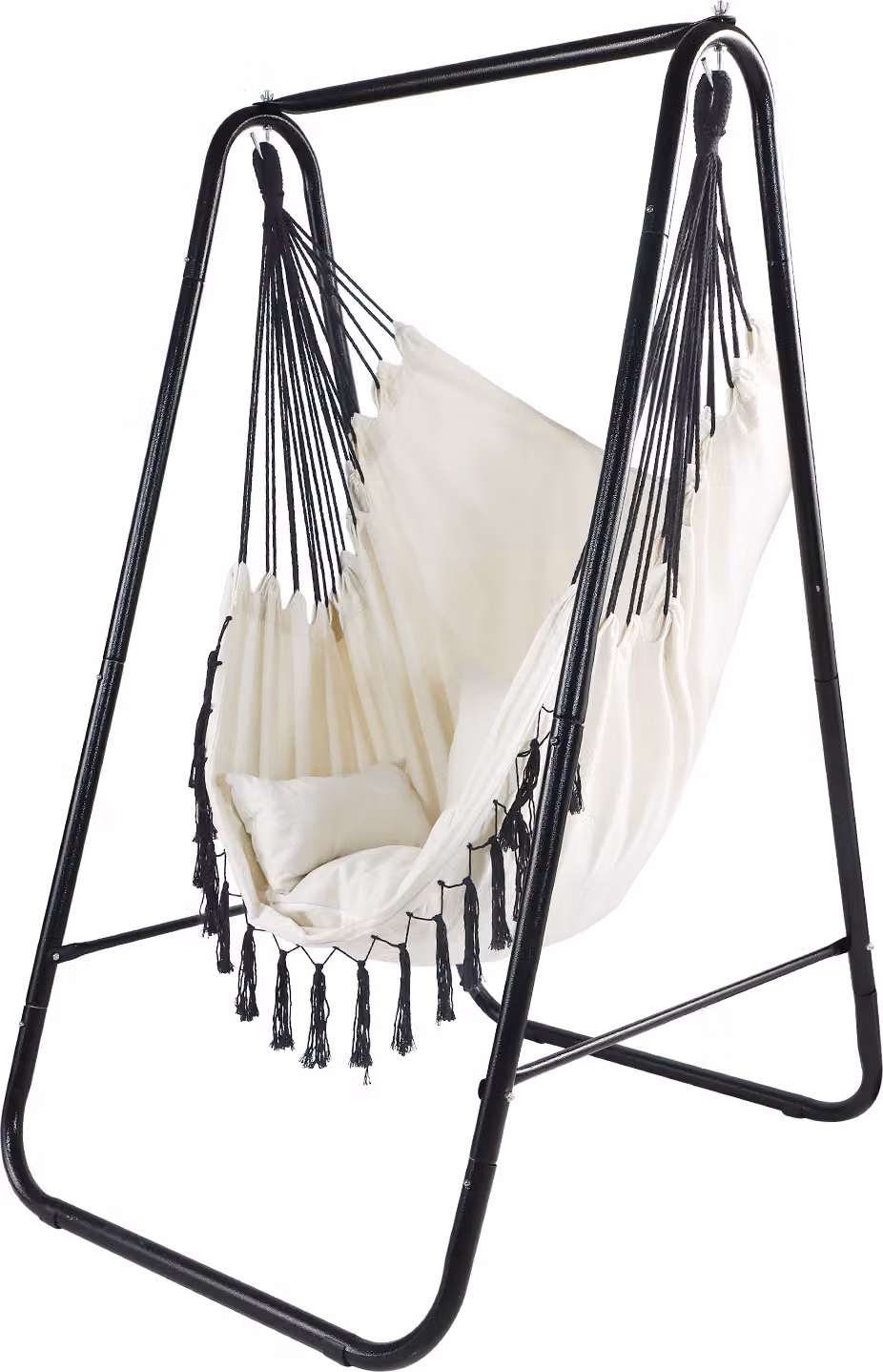 CCLIFE Sedia pensile con telaio cuscino altalena fino a 100 kg Sedia pensile da giardino per interni ed esterni, altalena beige