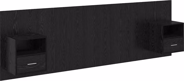 Testiera | Testata con Comodino 3 pcs Rovere Nero Legno multistrato