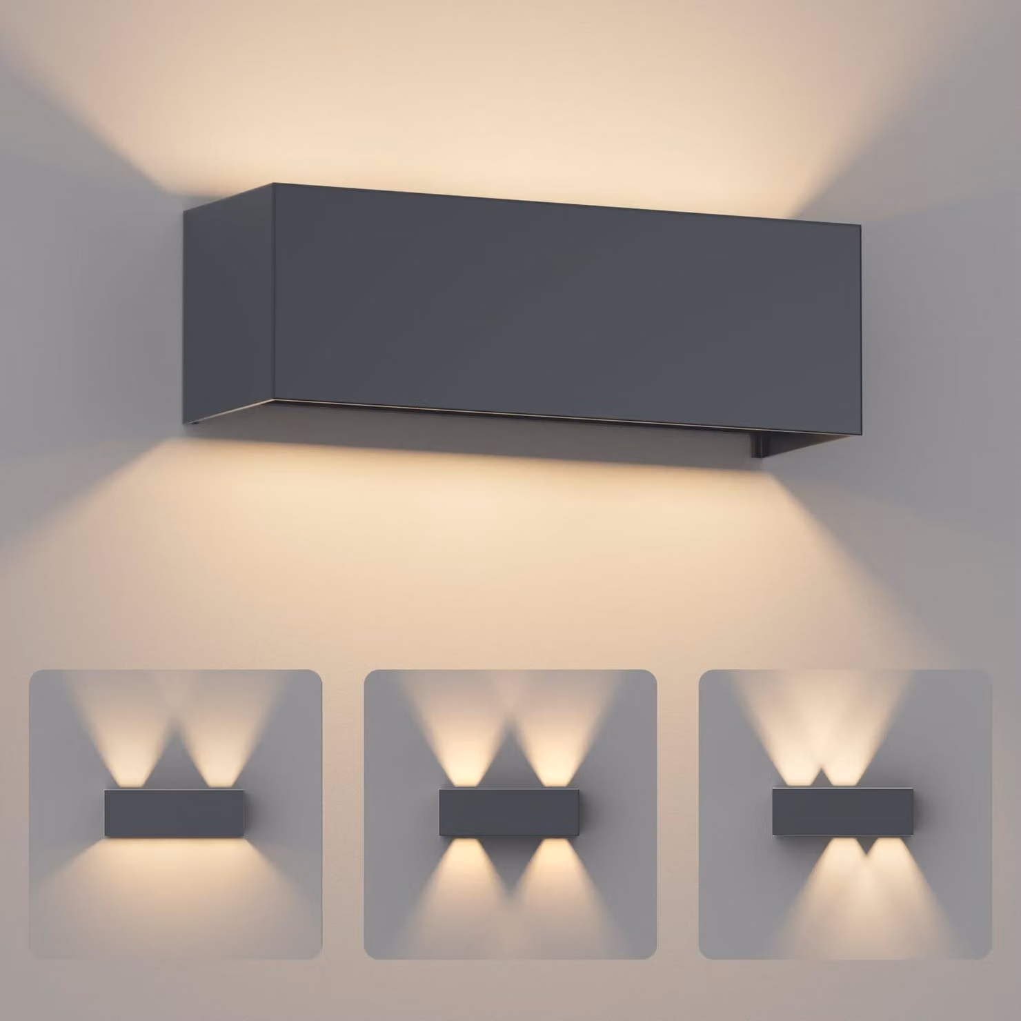 Lampada da parete esterna a LED, 30W, 3000K, grado di protezione IP65, colore antracite, regolabile