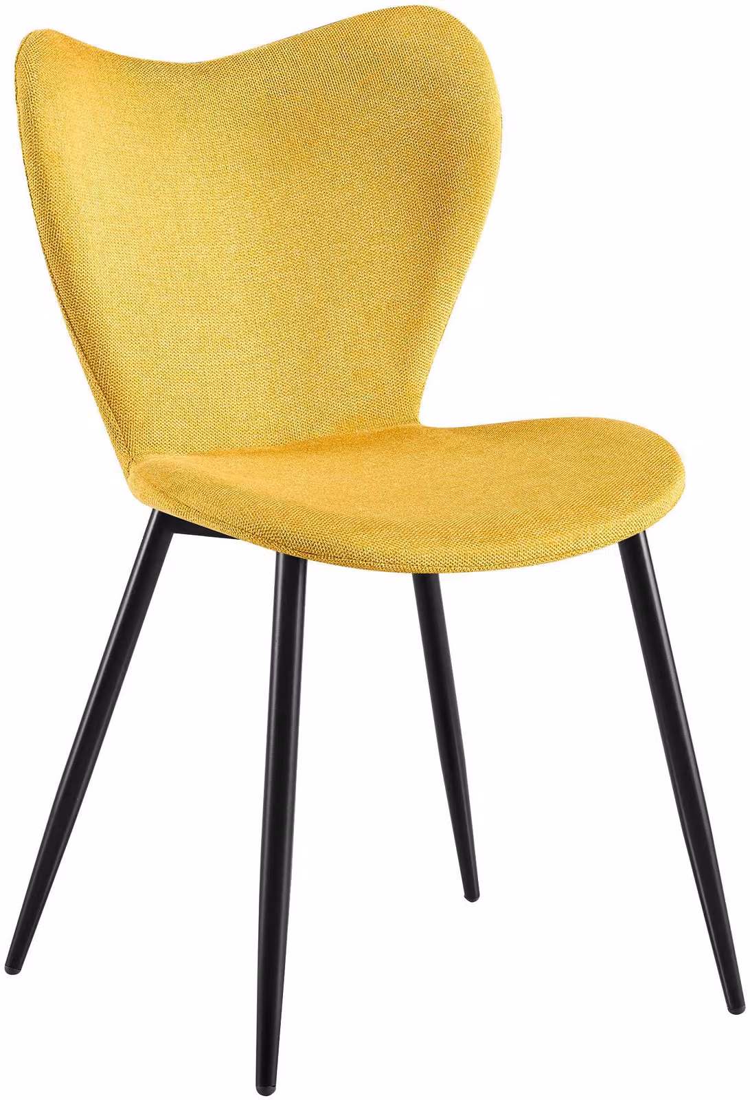 Sedia da pranzo Maika, imbottita, con schienale, capacità di carico fino a 150 kg, colore giallo, materiale: tessuto