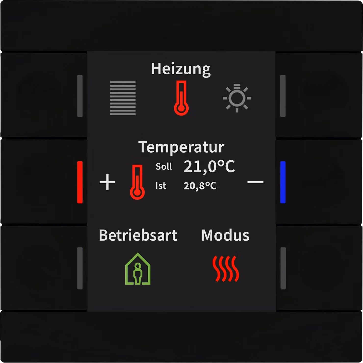 MDT KNX Pulsante Smart 86, display a colori, sensore di temperatura, nero opaco, 1 pz.