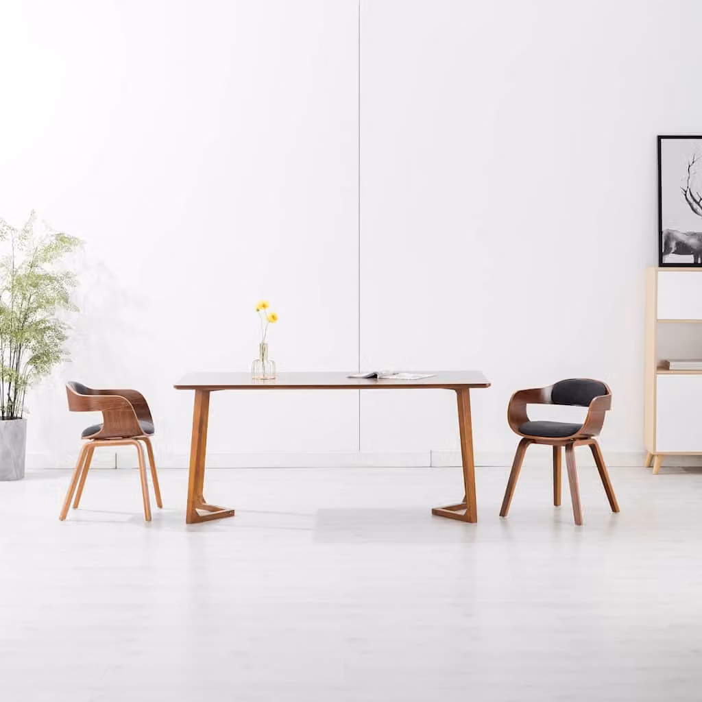 vidaXL Sedia da Pranzo Grigio Scuro in Tessuto e Legno Curvato