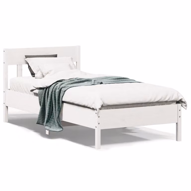 Letto senza materasso vidaXL in legno massello di pino bianco con doghe fisse L/P: 200 x 90 cm
