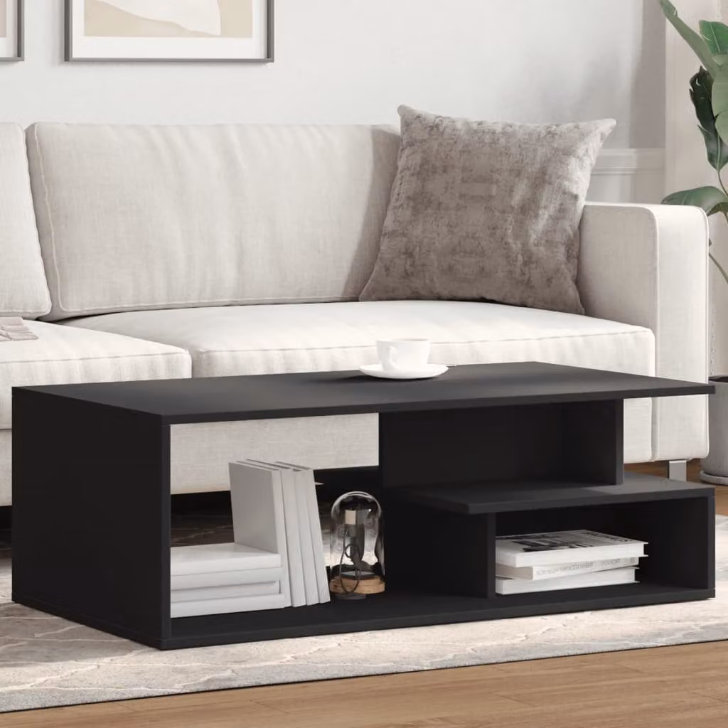 vidaXL Tavolino da Salotto Moderno Nero in Legno e MDF L: 102 cm, P: 55 cm, H: 35 cm