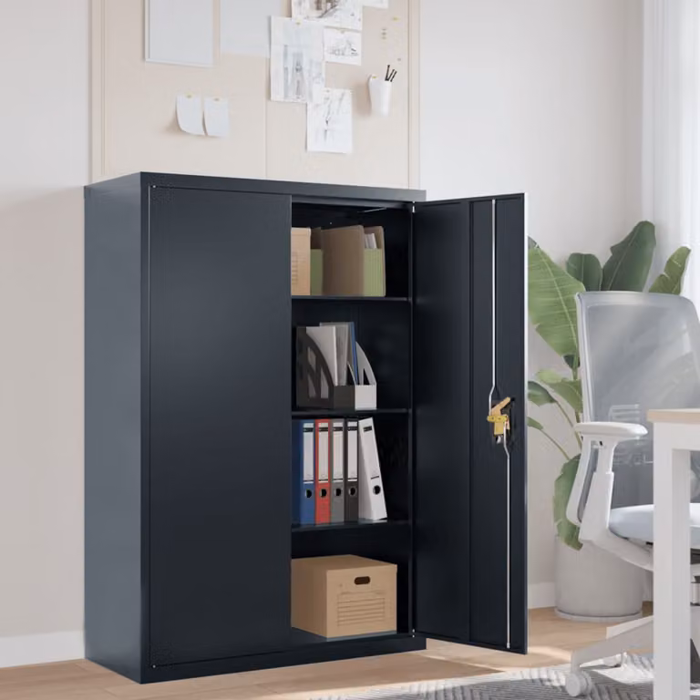 Armadio Classificatore vidaXL in Metallo Antracite con Ripiani Regolabili e Serratura L 90 x P 40 x H 140 cm