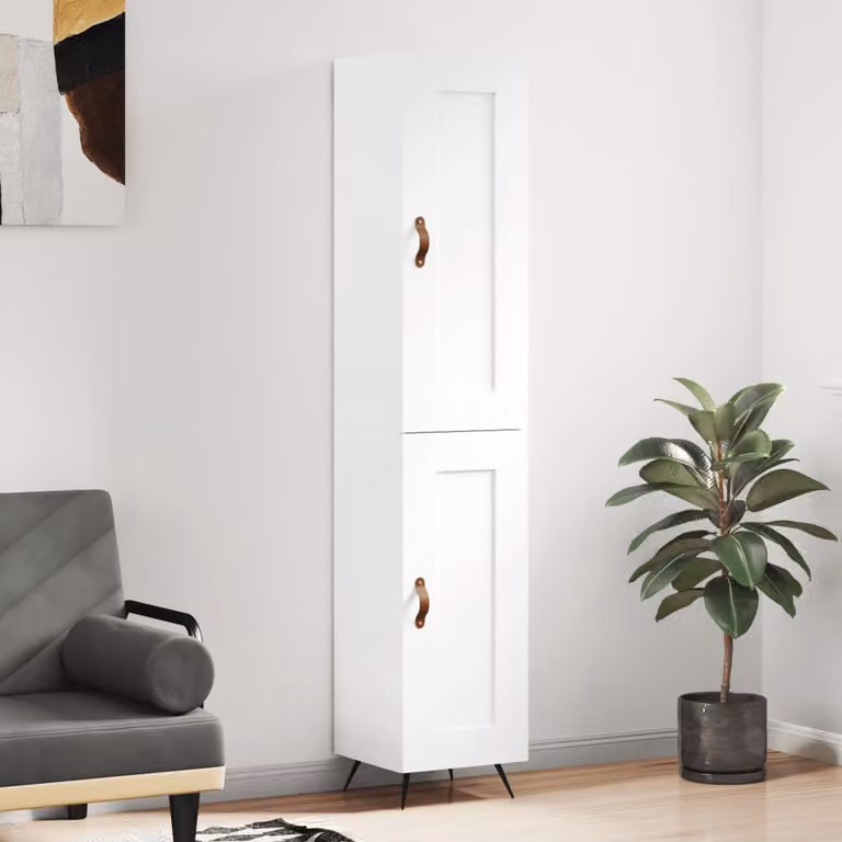 Credenza moderna vidaXL bianca con ante a battente in legno e metallo L/P/H: 180 x 34,5 x 34 cm