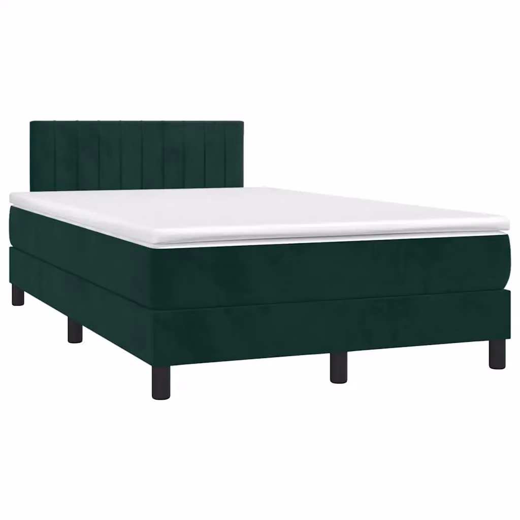 Letto con Giroletto a Molle e Materasso Ibrido vidaXL in Velluto Verde e Bianco, L/P/H: 200 x 120 x 88 cm – 2