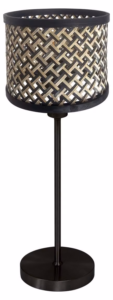 Lampada da tavolo - naturale nero - NOOR - bambù metallo - lampada da comodino - E27 - 4420ZW - Mexlite