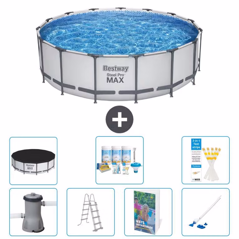 Piscina gonfiabile Bestway Steel Pro MAX, rotonda, 488x122 cm, composta da 6 parti, modello S658