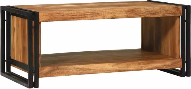 Tavolino da salotto vidaXL in legno massello di acacia marrone L 90 cm, P 50 cm, H 38 cm