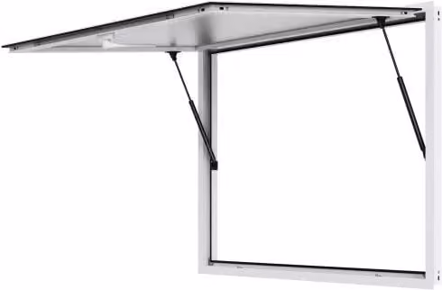 Finestra di servizio VEVOR per food truck in lega di alluminio argento, apertura girevole fino a 85 gradi con porta tenda e gancio di traino, L: 122 cm, H: 91,5 cm