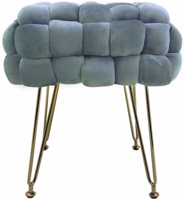 Set di 2 Pouf Sophie Casa Collection in Velluto Grigio con Piedini in Metallo