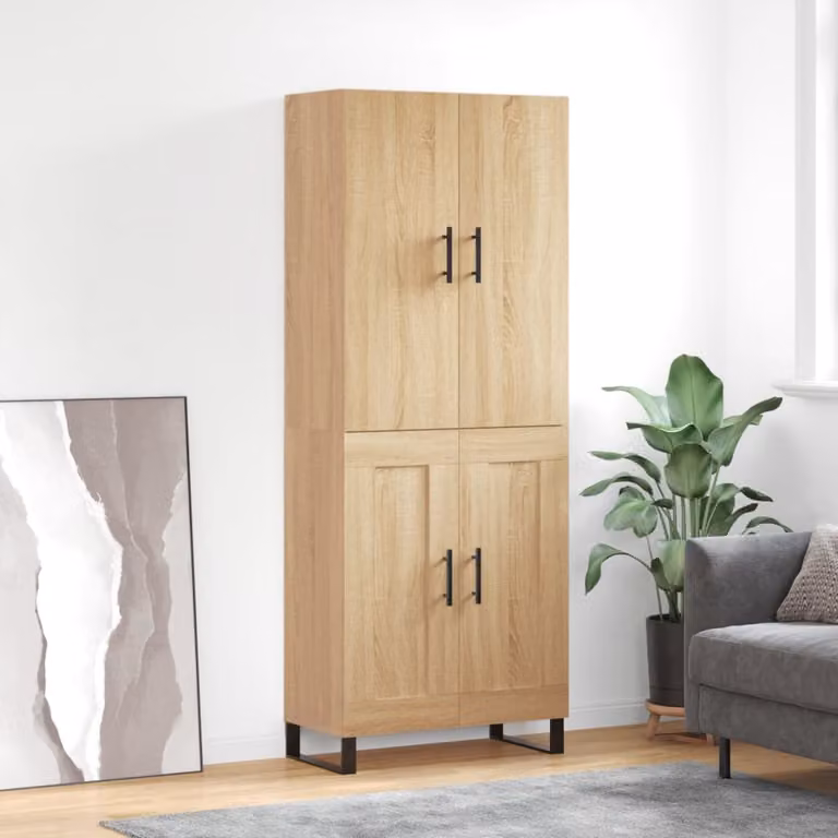 Credenza moderna vidaXL in rovere color marrone con ante a battente e ripiani interni, L: 69,5 cm, P: 34 cm, H: 180 cm