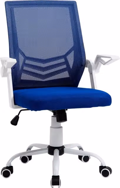 Poltrona da ufficio ergonomica Vinsetto, sedia girevole reclinabile con braccioli e supporto lombare in tessuto blu