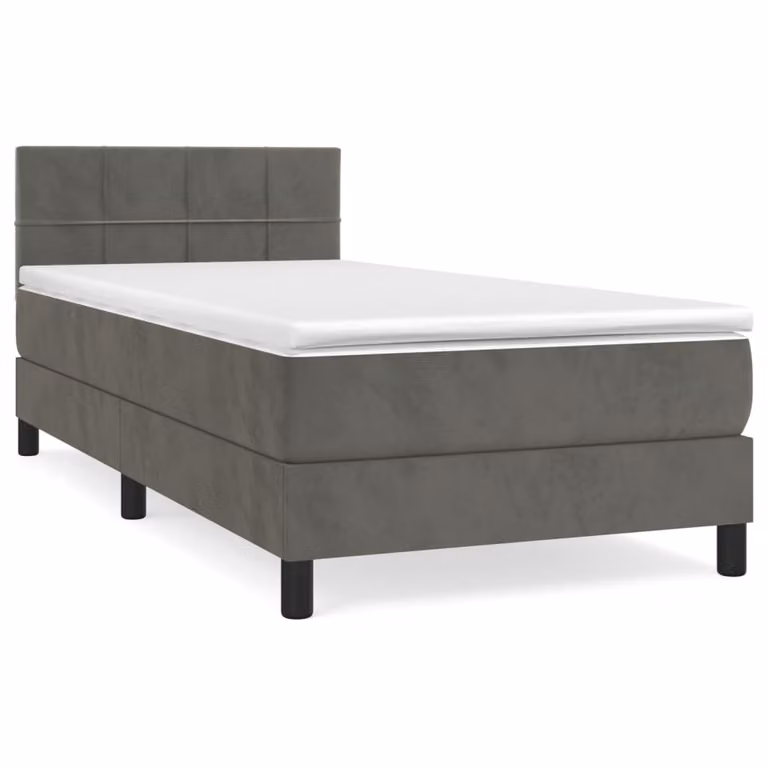 Giroletto a Molle con Materasso Grigio Scuro 80x200 cm Velluto