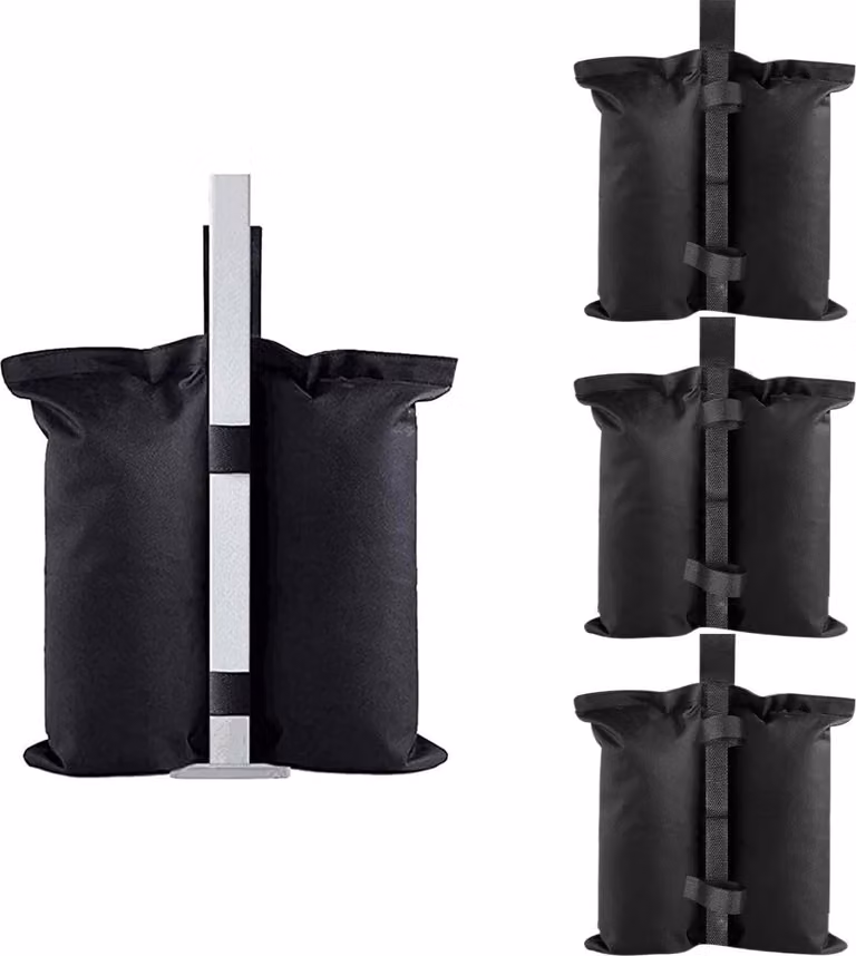 Sacchi di sabbia per gazebo da giardino Set di 4 zavorre di alta qualità per gazebo da giardino Realizzati in tessuto Oxford 600D Zavorre per gazebo da giardino Adatte a tende, gazebo da giardino e ombrelloni (nero)