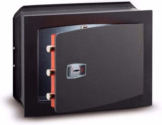 Cassaforte a muro Technomax ATK/6L in acciaio nero con chiave a doppia mappa, L/P/H: 48 x 42 x 28 cm