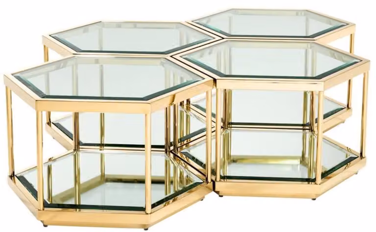 Casa Padrino tavolino / tavolo da soggiorno set di 4 oro 60 x 52 x h. 36 cm - Mobili Soggiorno