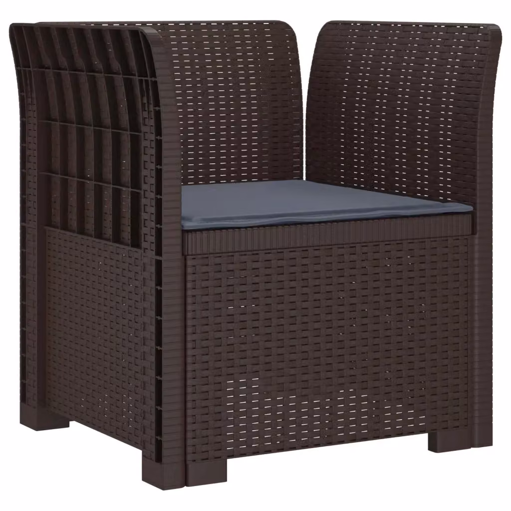 Poltrona singola moderna vidaXL in rattan con cuscino marrone e grigio per giardino, balcone o terrazzo – 2