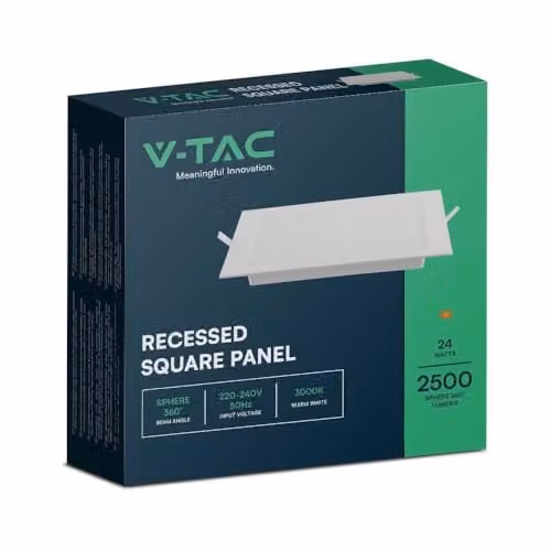V-TAC Mini Pannello LED 24W Montaggio ad Incasso Quadrato 3000K