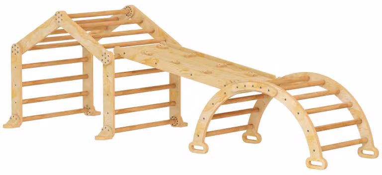 AIYAPLAY Struttura da arrampicata da interno 9 in 1, rampa, scivolo, scala, lavagnetta