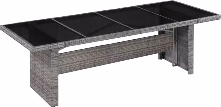 The Living Store Tavolo da pranzo da giardino in polirattan e vetro 240 x 90 x 74 cm