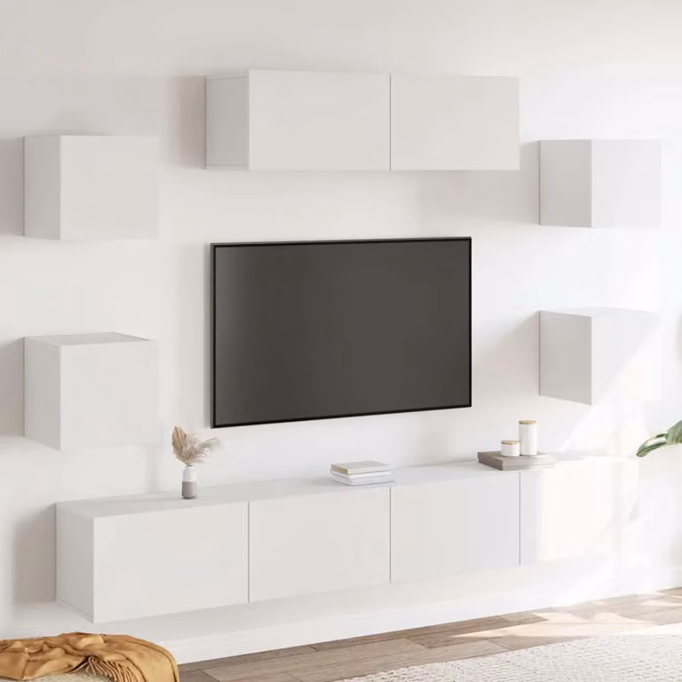 Set di Mobili Porta TV 7 pz vidaXL Bianco in Legno e MDF