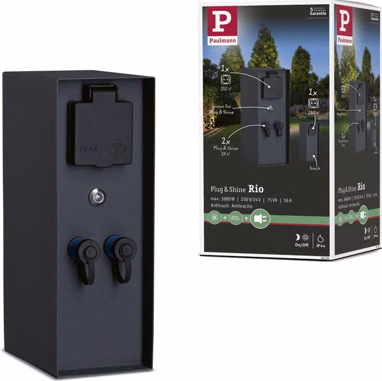 Paulmann Plug & Shine colonna presa Rio sensore crepuscolare