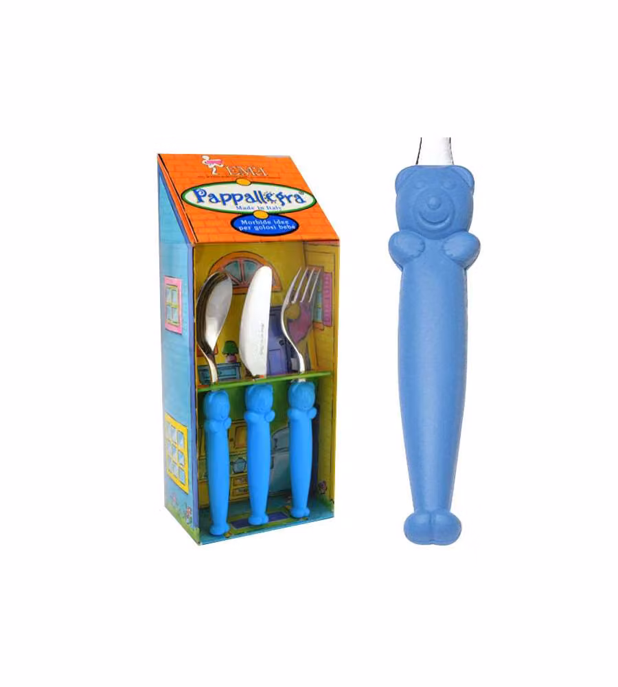 Posate Acciaio Azzurro Pz 3 Baby Pappallegra Eme