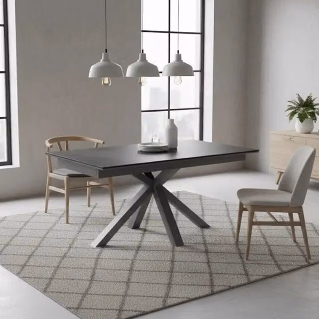 Tavolo da pranzo allungabile in ceramica grigio Guernica Duzzle L: 160-240 cm, P: 90 cm, H: 76 cm