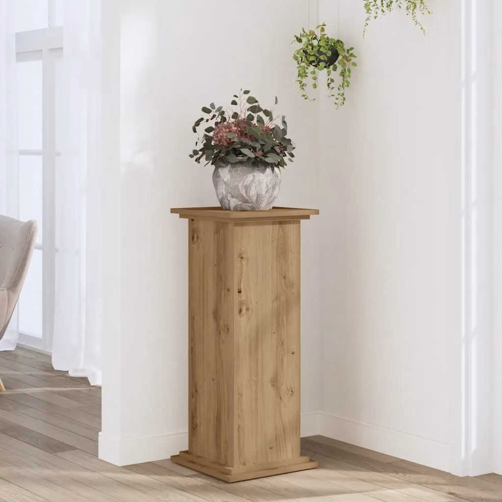 Supporto per piante moderno vidaXL in legno color rovere, L/P/H: 33 x 33 x 80 cm