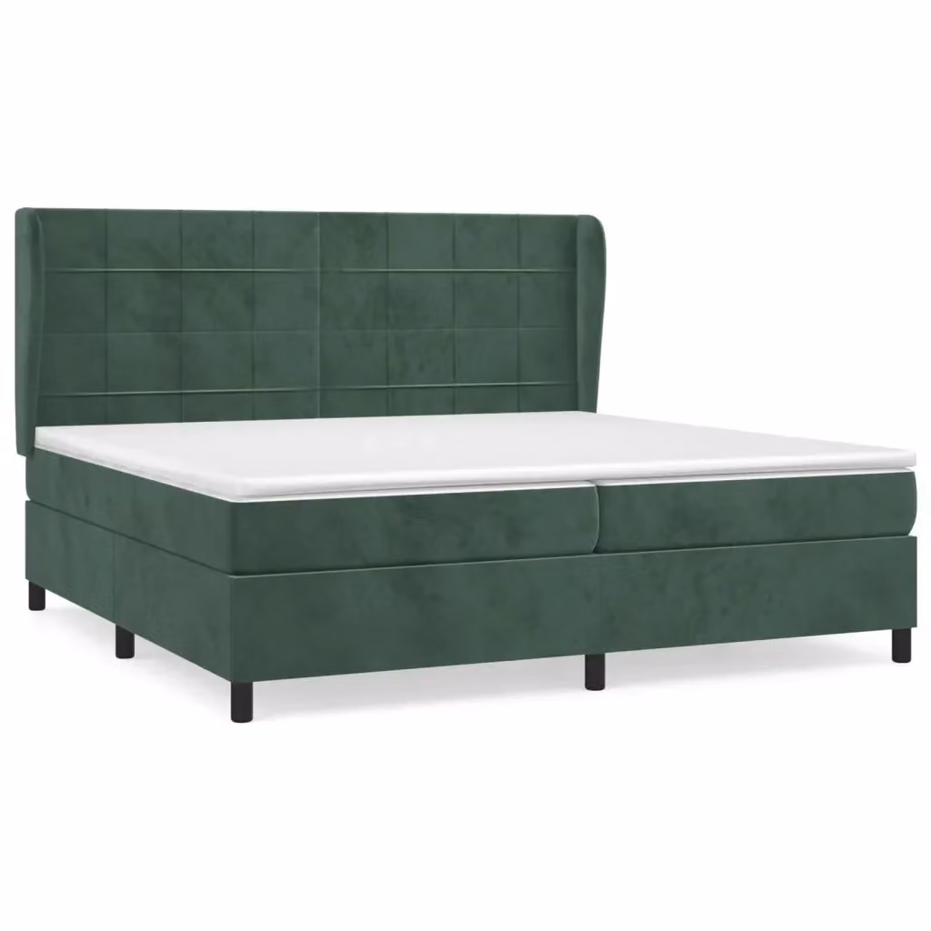 Letto Ibrido vidaXL con Struttura in Legno di Larice e Rivestimento in Velluto Verde Scuro e Bianco L/P/H: 200 x 200 x 128 cm – 2