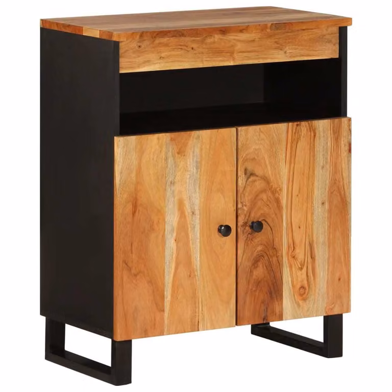 Credenza con 2 Ante 60x33x75 cm in Legno Massello di Acacia