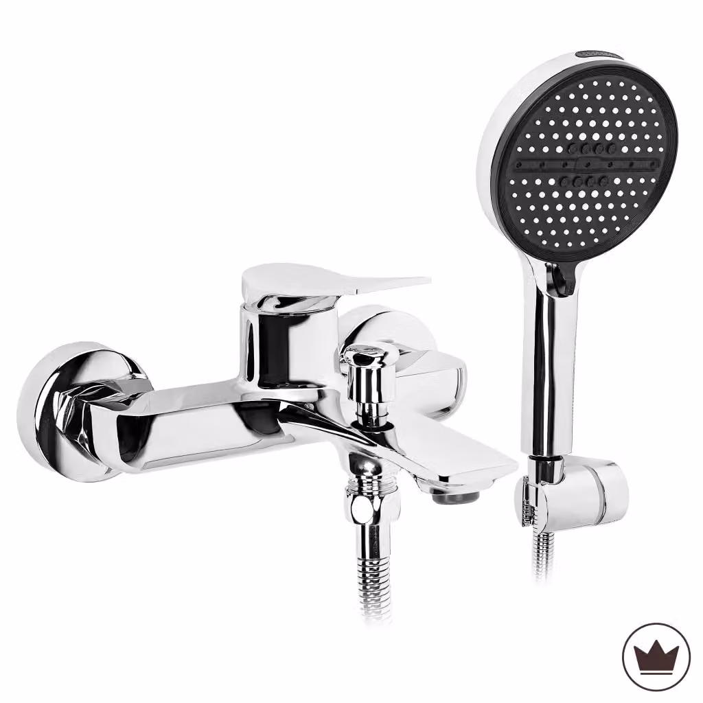 Miscelatore per vasca a parete Rea Vision con leva singola in ottone e finitura cromata argento – 2