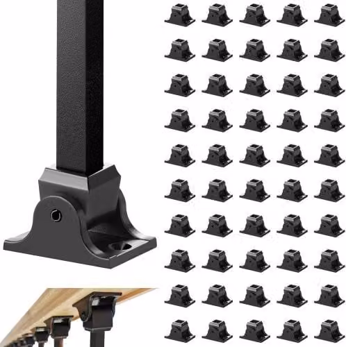 Set di 50 basi per ringhiera VEVOR in lega di alluminio nero opaco per pali inclinati di scale con fori per viti e giunti a torsione da 12,7 mm