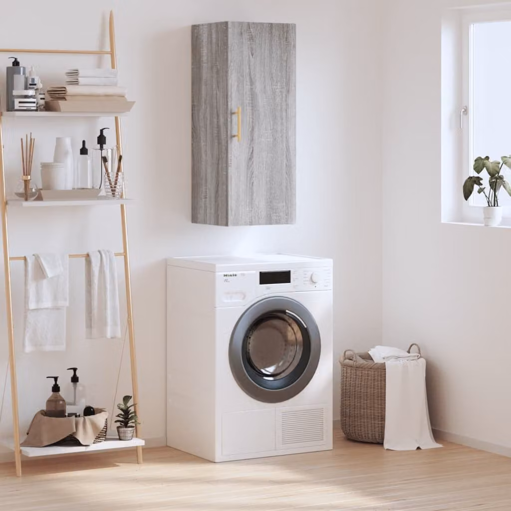 Mobile a parete vidaXL moderno in legno Grigio Sonoma L: 34,5 cm, P: 34 cm, H: 90 cm