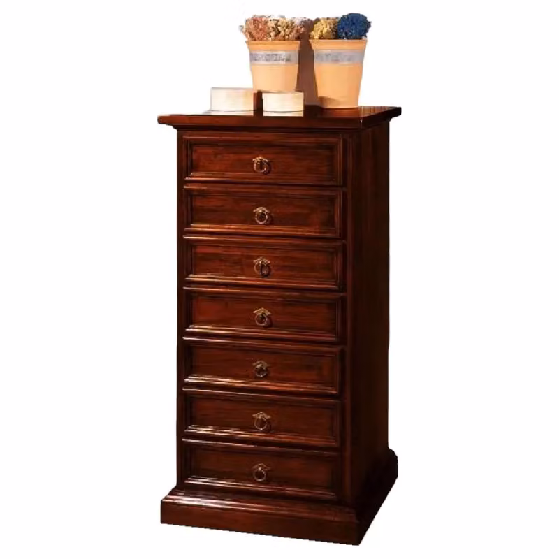 Cassettiera in legno stile arte povera con 7 cassetti Mobili 2G colore noce scuro L: 60 cm, P: 47 cm, H: 115 cm – 2